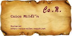 Csics Milán névjegykártya